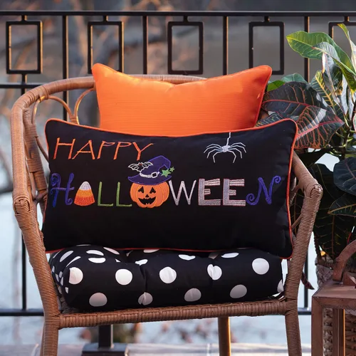 Vista 5 de Pillow Perfect Almohada lumbar de Halloween para interiores, 11.5 x 23 pulgadas, color negro