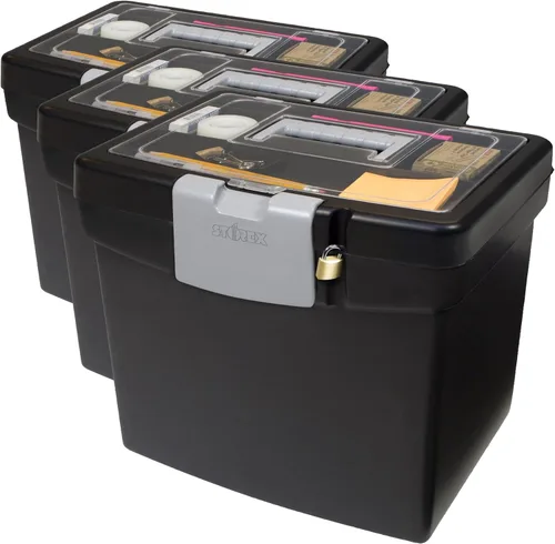Vista 11 de Storex File Box, 10.88 x 13.25 x 11 pulgadas, color negro (STX61504U01C)