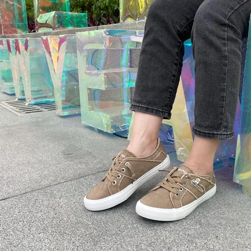 Vista 6 de JENN ARDOR Slip-On Sneakers Women's Walking Shoes Dressy Casual Canvas Sports Tennis Loafers Retro Fashion Comfortable Zipper Decor Flats