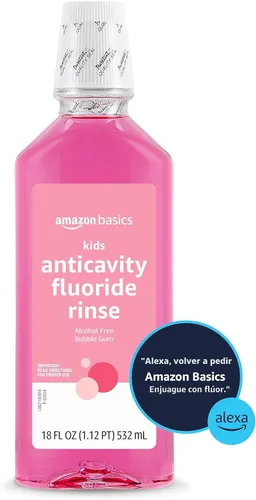 Vista 6 de Amazon Basics - Enjuague bucal para niños con flúor, anticaries, sin alcohol, sabor a goma de mascar, 18 fl oz (paquete de 1)