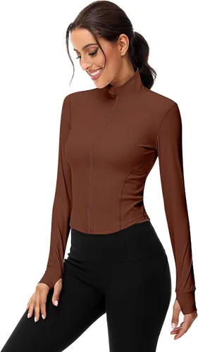 Vista 3 de Paquete de 2 chaquetas de entrenamiento para mujer, camisetas de entrenamiento de manga larga con agujeros para el pulgar, chaquetas ligeras
