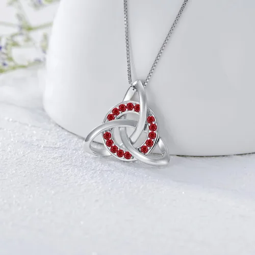 Vista 2 de TOUPOP Sterling Silver Birthstone Necklace for Women Irish Gifts Celtic Knot Pendant Necklace for SisterGirls for PartyBirthdayChristmas