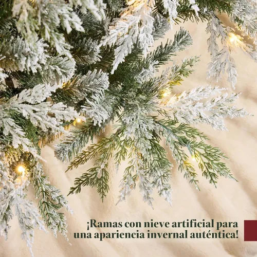 Vista 3 de Best Choice Products - Árbol de Navidad artificial de cedro y ciprés flocado, preiluminado con luces parpadeantes, de 6 pies, decoración festiva