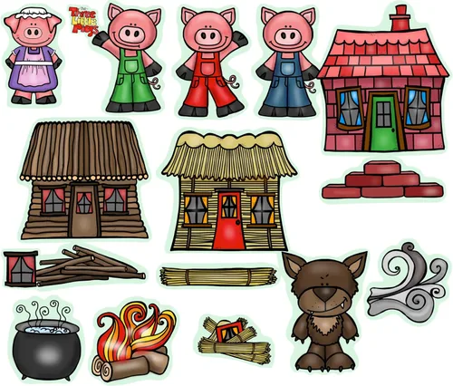 Vista 5 de Juego de historias de tres cerditos pequeños, figuras de tablero de fieltro de franela, 13 piezas precortadas más páginas de actividad, niños