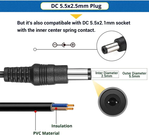 Vista 3 de Facmogu Fuente de alimentación de 12 V 5 A, adaptador de CA CC, convertidor de 100-240 V a 12 voltios transformador de 5 amperios para accesorios