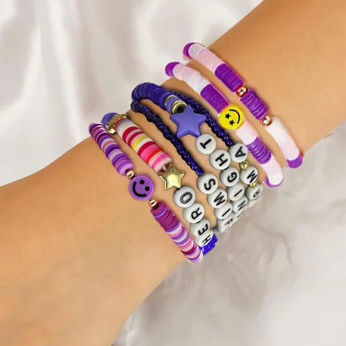 Vista 8 de Gpurplebud 4Pcs Taylor Bracelets Eras Tour Outfits Swiftie Lover 1989 Reputation Speak now Fearless Midnight Taylor Outfit Friendship Music Gifts
