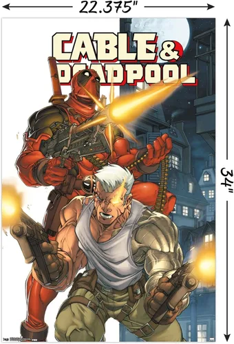 Vista 3 de Trends International Marvel Comics - Póster de Deadpool y cable de pared, 34 pulgadas de largo x 22.4 W, versión sin marco