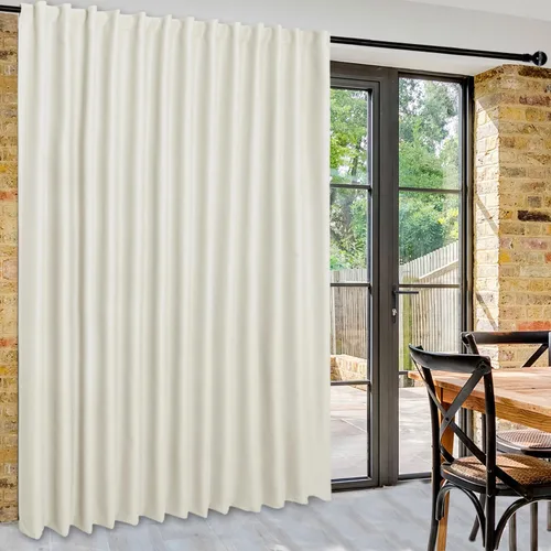 Vista 33 de DWCN Cortina opaca divisora de privacidad para puerta corrediza de patio, cortinas térmicas extra anchas con pestaña trasera y bolsillo para barra