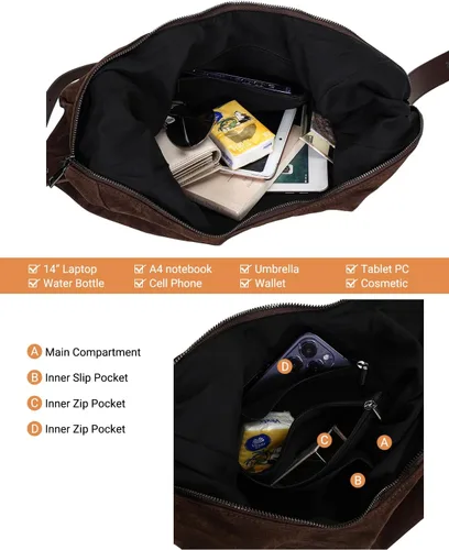 Vista 6 de Herald Bolso de hombro holgado de ante para mujer, bolso cruzado Crescent con correa ajustable