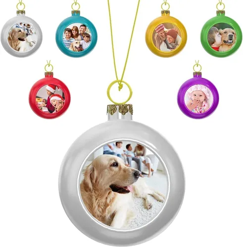 Vista 4 de Adorno de bola de Navidad, bola de árbol de Navidad personalizada, adornos para colgar fotos, inastillables, colgantes personalizados, regalo