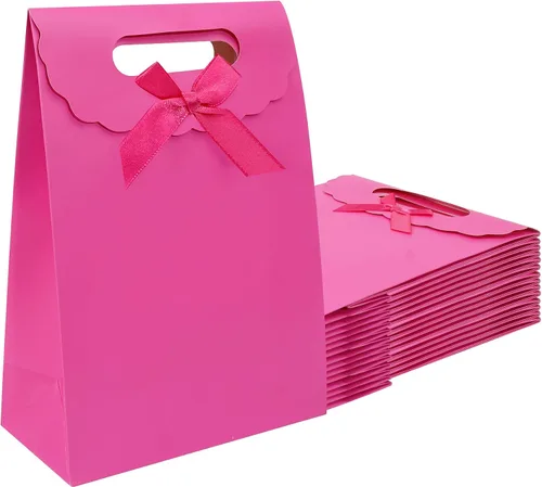 Vista 13 de Bolsas de regalo Patdefie con asas tamaño pequeño 7×4×10 pulgadas 16 piezas tamaño mediano para cumpleaños, fiesta, recuerdo, boda, aniversario