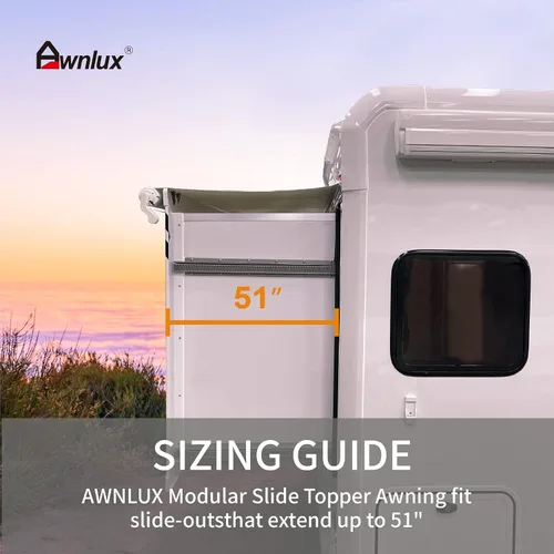 Vista 6 de Awnlux Toldo deslizante para caravana, kit de montaje de cubierta de toldo deslizante, blanco, 5 pies 6 pulgadas (5 pies 1 pulgada de tela)