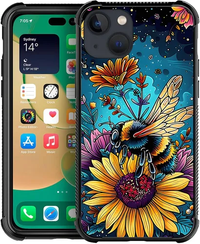 Vista 16 de ZHEGAILIAN Funda compatible con iPhone 14, fundas de caballo de baile de cristal de colores, parte trasera de vidrio templado+funda protectora