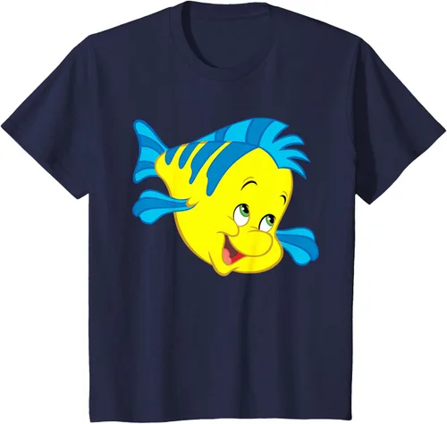 Vista 57 de Disney Camiseta de disfraz de cara grande de la Sirenita Flounder Sidekick