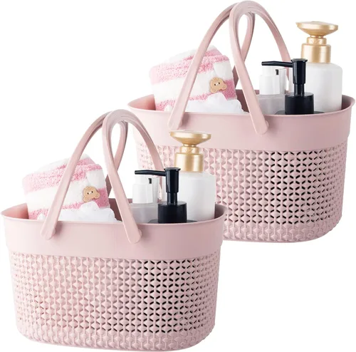Vista 10 de rejomiik - Cesta portátil para ducha, organizador de plástico con asas, bolsa de aseo para baño, artículos esenciales para dormitorio universitario