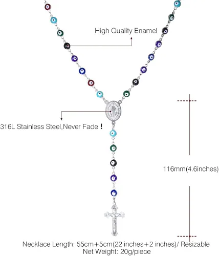 Vista 5 de U7 Catholic Gift Stainless Steel 18K Gold Plated Coin MedalCrucifix CrossVirgin MaryRosary Necklaces for Women Men