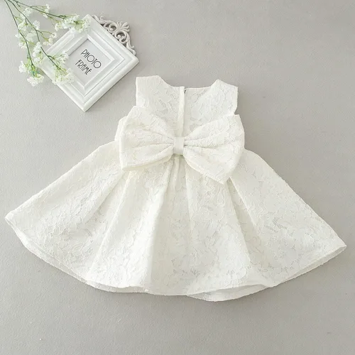 Vista 7 de Meiqiduo Conjunto de 3 piezas para niñas y bebés, bautizo, vestido formal de boda