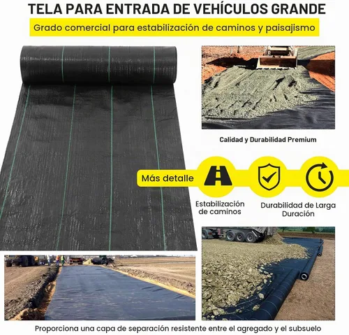 Vista 4 de forimo Tela para Calzada, Tela para Camino de 5x500 pies, Tela Comercial para Barrera de Malezas, Tela de Paisaje Resistente de 4OZ, Tela de Drenaje