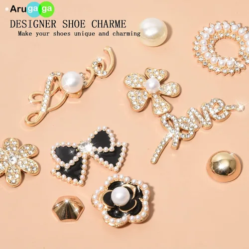 Vista 7 de Dijes brillantes para zapatos, decoraciones de zapatos de lujo con diamantes de imitación y cadenas de zapatos para zuecos zapatos de diseñador