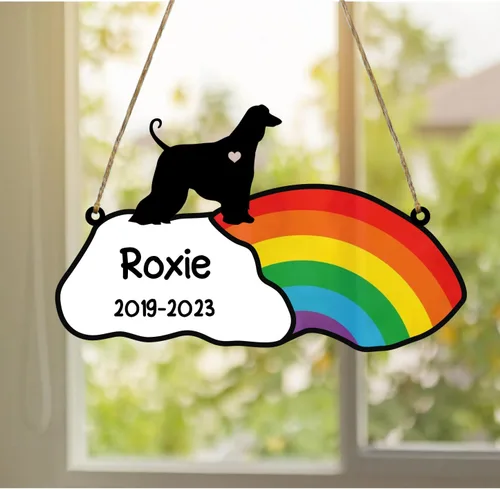 Vista 3 de LOVELYPOD Rainbow Bridge - Regalos conmemorativos para mascotas, regalos conmemorativos para perros afganos por pérdida de sabueso afgano, regalo
