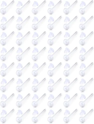 Vista 9 de 16G 18G 20G Pendientes de plástico transparentes, tachuelas de nariz, retenedor de piercing para cirugía, deporte, trabajo, labio, labret, Medusa