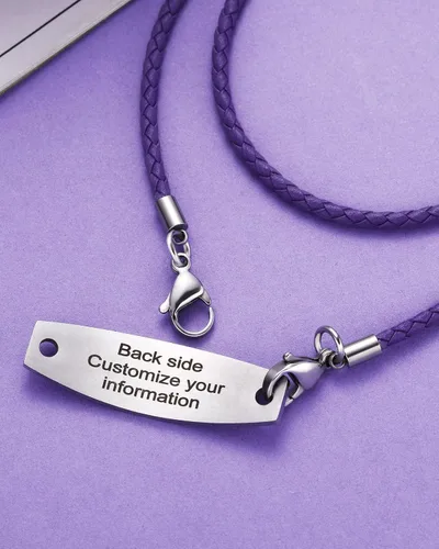 Vista 5 de Pulseras de alerta médica con grabado gratuito para mujeres y hombres con cuerda de cuero Rolo Pulsera de repuesto intercambiable Etiqueta