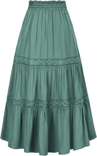 Vista 2 de Scarlet Darkness Faldas largas de verano para mujer, faldas renacentistas con cordón