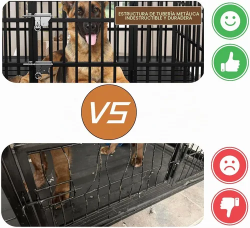 Vista 3 de Jaula de alta resistencia para perros grandes, 58 pulgadas extra grande para interiores, jaula de techo para perros con alta ansiedad