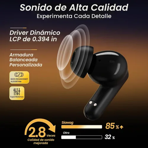 Vista 4 de Auriculares inalámbricos 5.4 Bluetooth 100H Auriculares Bluetooth Auriculares con cancelación activa de ruido, auriculares intrauditivos con 4