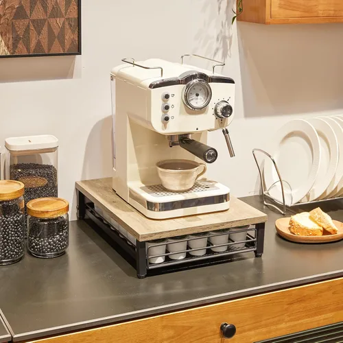 Vista 9 de IBUYKE Soporte de madera para cápsulas de café para K-Cup, capacidad de 35 Greige