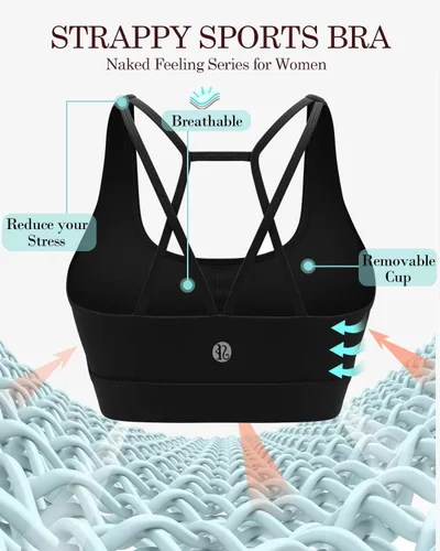 Vista 157 de Brasieres deportivos para mujer, con relleno, tipo camiseta sin mangas, sexis, con espalda cruzada, de alto impacto, largos, ideales para practicar