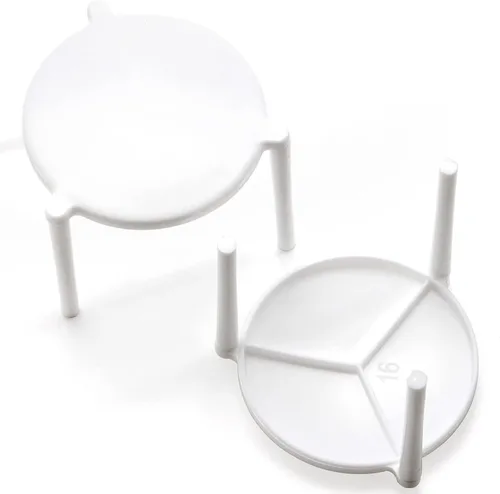 Vista 3 de ZEAYEA 600 piezas de soporte para guardar pizza, apilamiento de plástico para pizza de mesa, protector de pizza blanca desechable para contenedor