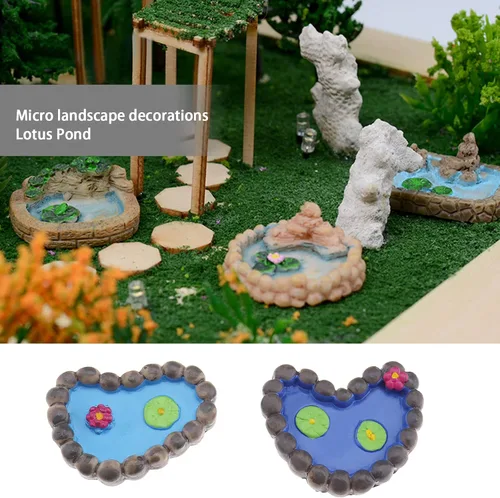 Vista 2 de ECSiNG Estanques de casa de muñecas en miniatura de resina de paisaje de hadas para estanques de jardín, accesorios de decoración de acuario