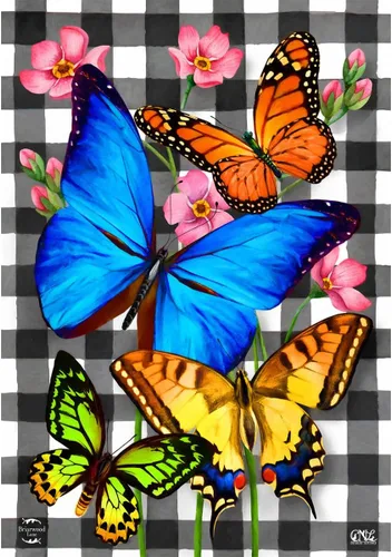 Vista 12 de Briarwood Lane - Bandera de jardín primaveral con mariposas y texto motivacional "Be Grateful" (Sé agradecido)