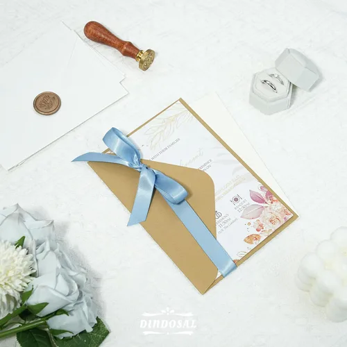 Vista 5 de Cinta azul polvorienta de 5/8 pulgadas, cinta de satén azul polvoriento, cinta de boda para envolver regalos, cinta de regalo, cinta sedosa