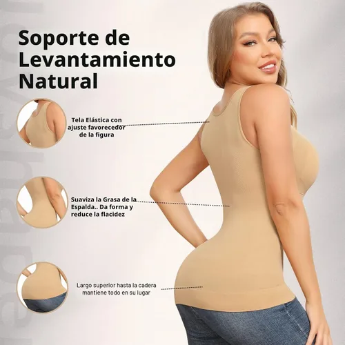 Vista 3 de Camisolas de moldeo con sujetador incorporado, control de abdomen, camisetas sin mangas de compresión para mujer, moldeadoras de cuerpo, tanques