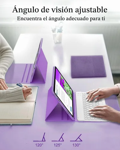 Vista 3 de Funda con teclado para iPad de 9ª generación 2021 de 10.2 pulgadas, teclado inalámbrico recargable desmontable para iPad de 8ª/7ª generación Sin