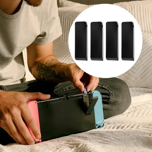 Vista 6 de 4pcs Back Stand for Nintendo Switch, Back Stand Kickstand Replacement Back Shell Holder Kickstand Replacement Compatible with Switch Console (Black)