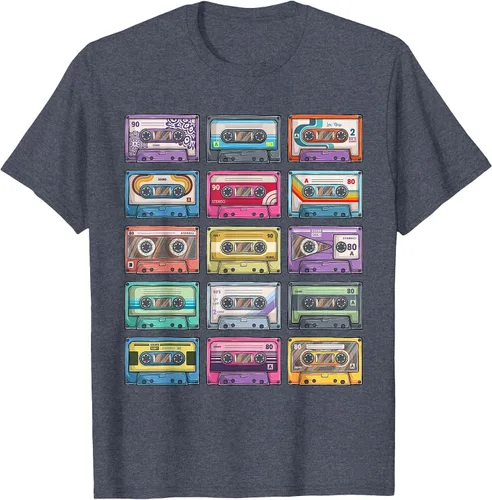Vista 61 de Vintage Cassette Tapes Collection 80's 90's Music Mixtape T-Shirt Asphalt Grey