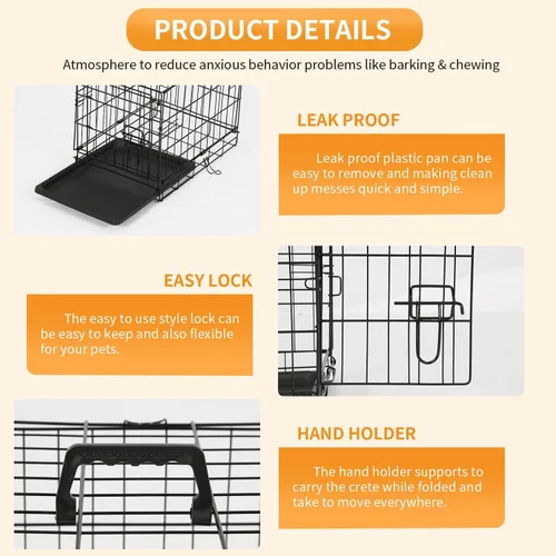Vista 6 de PayLessHere Jaula para Perros de 46 cm para Perros Pequeños, Jaula de Metal de Puerta Única Plegable para Viajes, Interior y Exterior, con Divisores