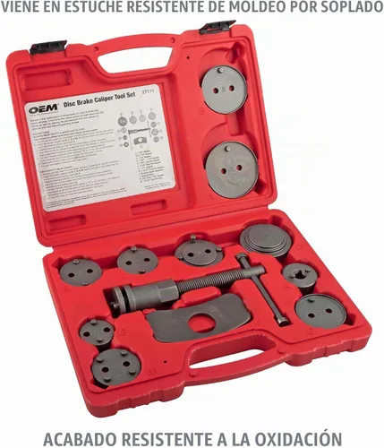 Vista 3 de OEMTOOLS 27111 Juego de herramientas de freno de disco, 11 adaptadores, para la mayoría de las pinzas de pistón nacionales/importadas