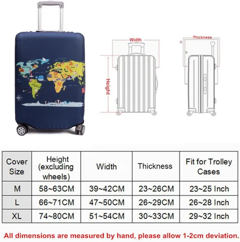 Vista 6 de Madfifennina - Protector de equipaje de viaje lavable de elastano para maleta, 23-32 pulgadas, Mapa