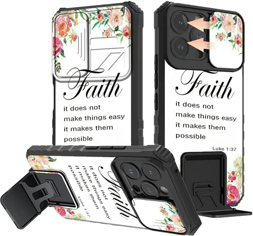 Vista 22 de Rossy Funda para iPhone 14 2022, para iPhone 14 con funda deslizante para cámara deslizante, soporte integrado, doble capa híbrida, a prueba de 1-37