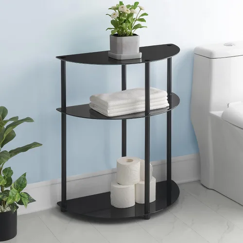 Vista 5 de Convenience Concepts Designs2Go - Mesa auxiliar clásica de vidrio de 3 niveles de medio círculo de 23.75 pulgadas, mesa auxiliar moderna