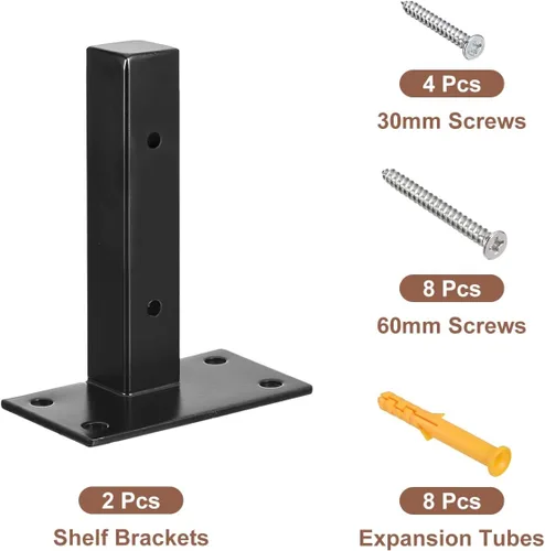 Vista 3 de uxcell Soportes de estante flotantes, 2 soportes de metal industriales de 4 pulgadas para estantes montados en la pared, color negro