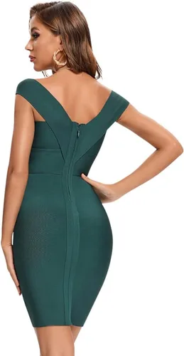 Vista 2 de BEAUKEY Vestido mini con cuello en V profundo HLBandage Bodycon