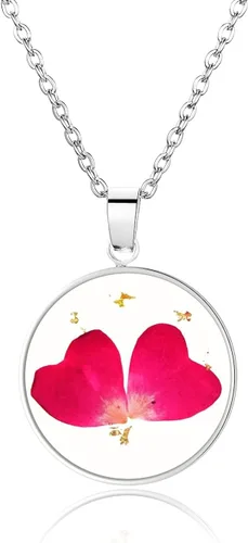 Vista 9 de Pressed Flower Necklace Gift for Women Personalized Handmade Necklaces Birth Flower Necklace