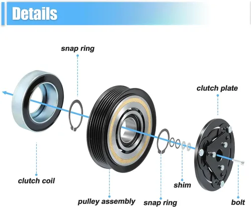Vista 5 de uxcell Juego de embrague de compresor de CA Reemplazar para Subaru Impreza 2012-2016 A/C Embrague Conjunto de reparación