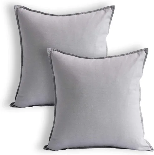 Vista 12 de Jeanerlor Funda de almohada decorativa de lino y algodón sólido de 18 x 18 pulgadas con cremallera, funda de cojín europea, funda de almohada