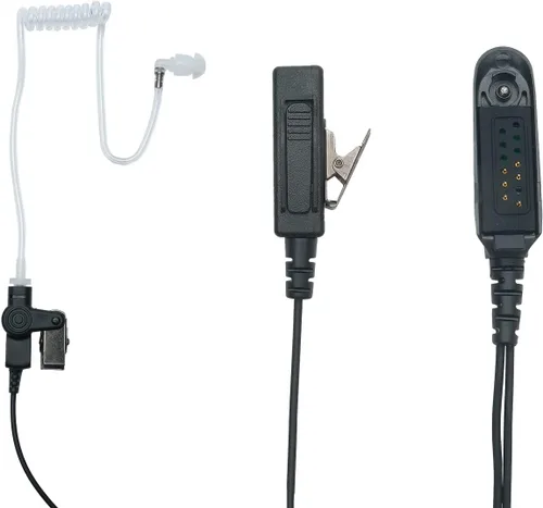 Vista 2 de Auricular de tubo acústico encubierto de 2 cables con micrófono PTT compatible con Motorola Ht1250 Ht750 HT1550 GP328 GP330 GP340 GP360 MTX850